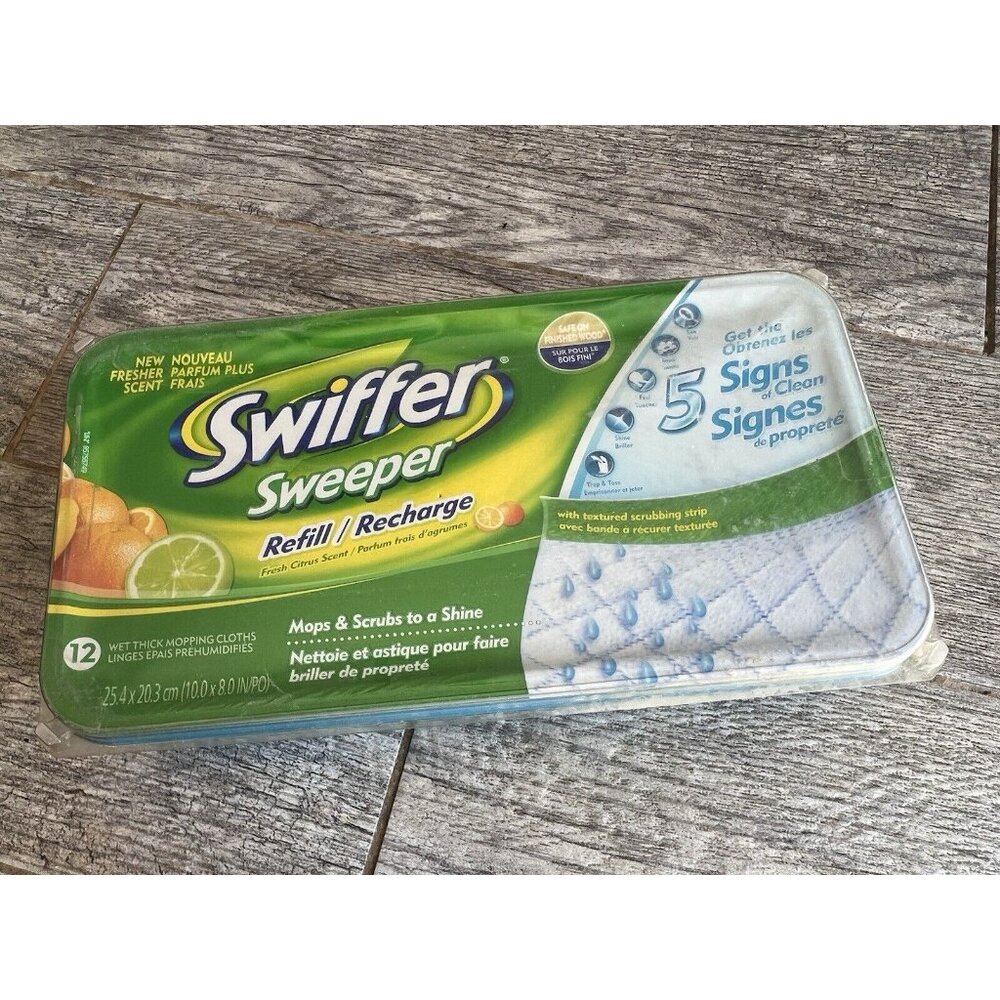 Swiffer Sweeper Wet Mopping Cloths Refill 12 ct Mop Cloth Fresh Citrus‎ New